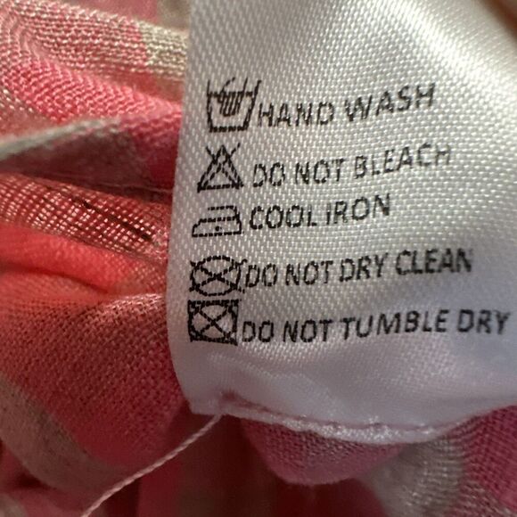 Vici 100% Linen Gingham Cropped Wrap Top Size S Pink Western Beach Cottagecore - Picture 3 of 8